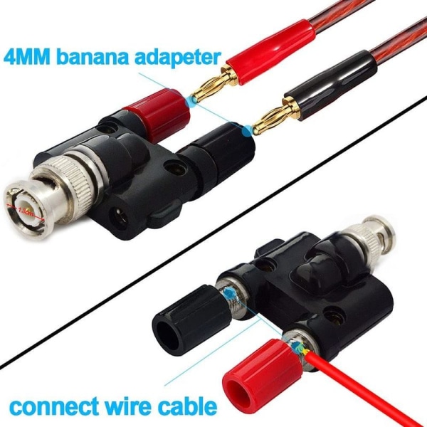 BNC Hanne til Dual Banana Hunn Binding Post Audio Adapter Connector 2 stk