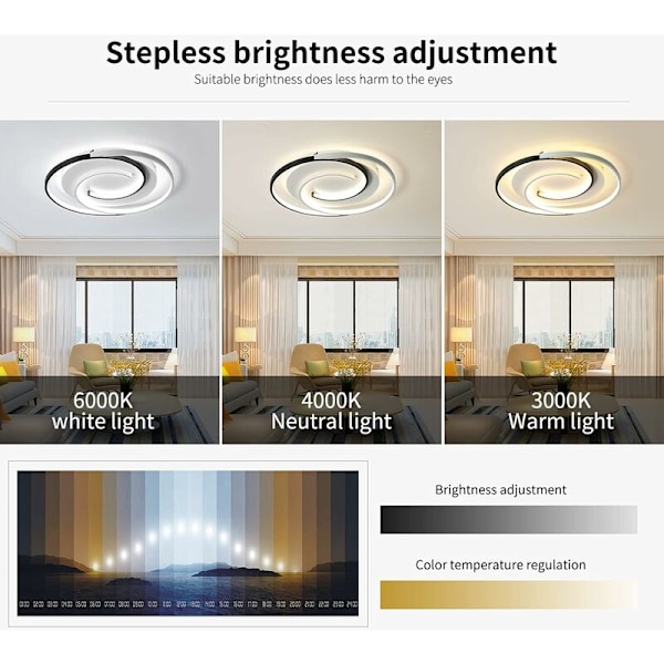 Moderne LED-loftslampe 46W 42cm（3000K-6000K), dæmpbar rund loftslampe til stue, soveværelse, køkken KLB