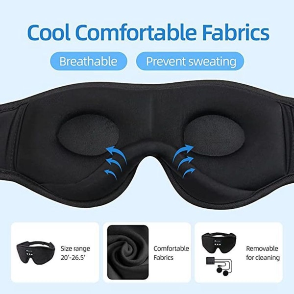 Sovemaske Bluetooth hovedtelefoner øjenmaske 3D stereo skygge