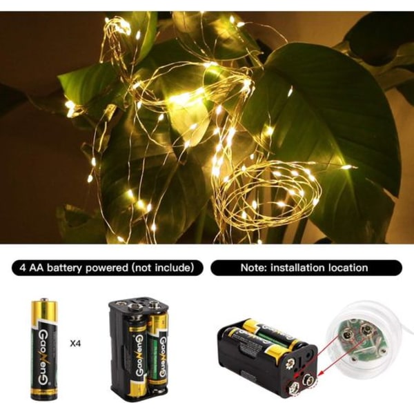 LED lysbundt, vandkande feelyss 8 modes 200 LED varm hvid