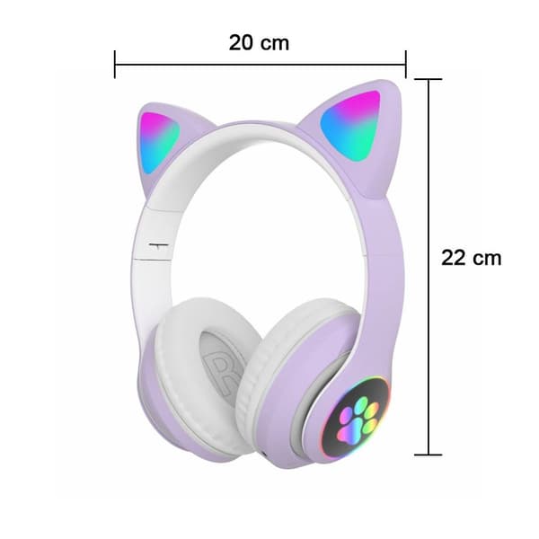 Bluetooth-headset, katteøre-headset, lilla