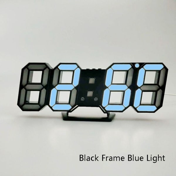 3D Stereo LED-väckarklocka Vardagsrum 3D Väggklocka Svart Ram Blu-ray