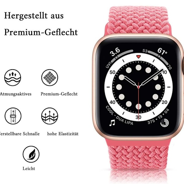 Flätat Solo Loop-armband kompatibelt med Apple Watch-rem 38 mm, 40