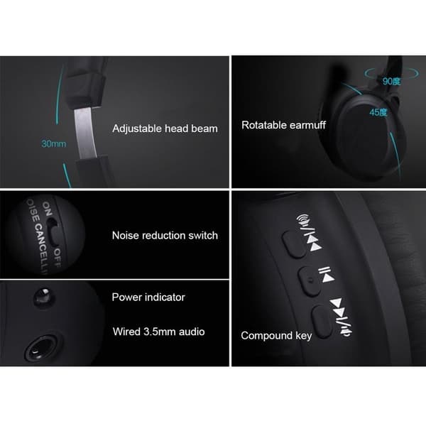 Aktiv støydempende hodetelefoner, over-ear Bluetooth