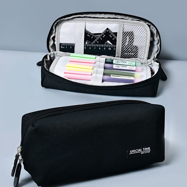 Studerende Stationery Pouch Bag Office Opbevaringsarrangør Mønt sort KLB