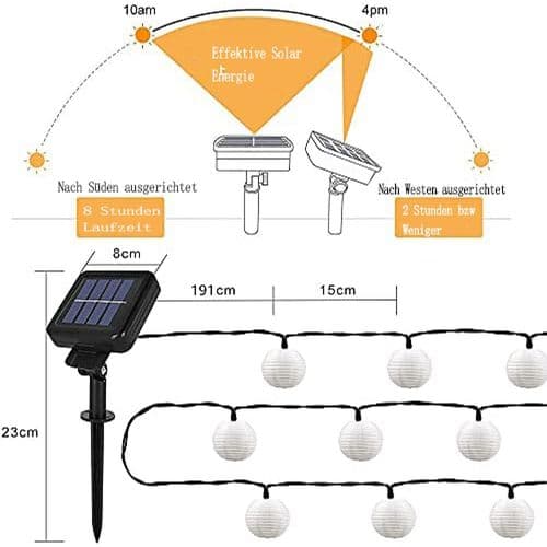Opard Solcelled LED Fe-lys, Lanterner, 6,45 m, 30 Lanterner, Solcelled Fe