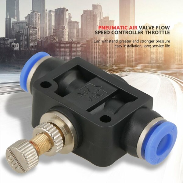 4 stk. Butterfly Slange Push-in Hastighedsregulator Pneumatisk Luftstrømsreguleringsventil Ventilforbindelse Hurtigkobling 8mm KLB
