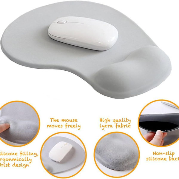 Kontormusemåtte med gel-håndledsstøtte - Ergonomisk Gaming 03Sort