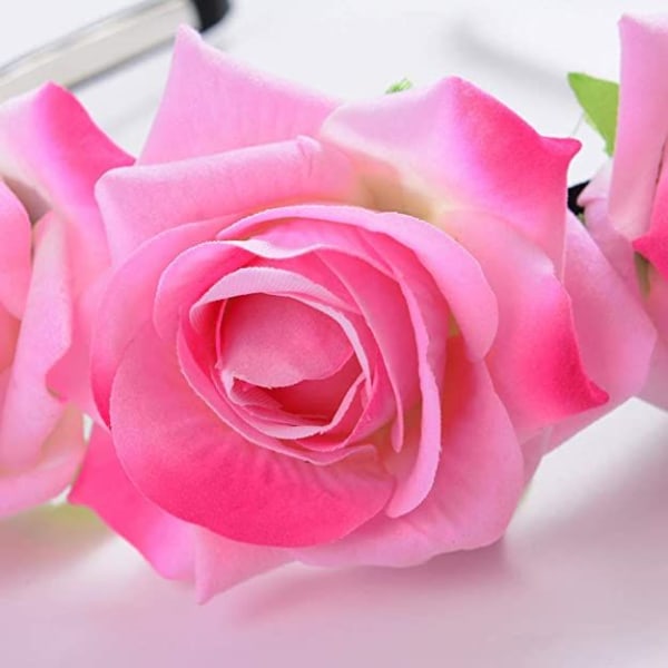 Bryllupsbrudepige Brudepigebrud Pink Flower Tiara til børn og voksne pandebånd Blomster pandebånd Garland (Pink farve)