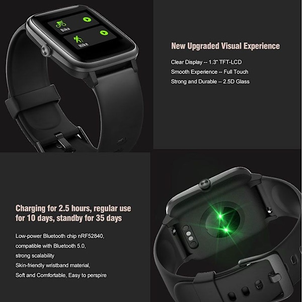 Smartwatch til kvinder, DIY Smart Fitness Tracker Watch Blodilt, Hjerte