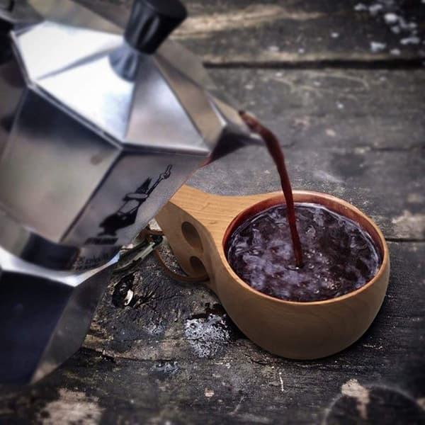 Träbärbar reskopp/kaffemugg/drickkopp/campingmugg 200 ml KLB