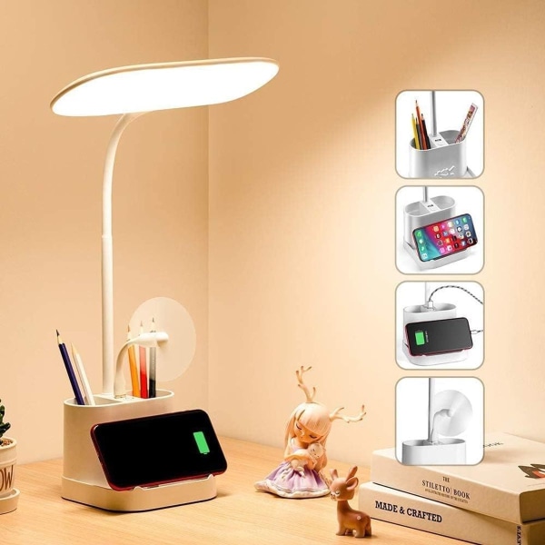 Skrivbordslampa, 60 LED-bordslampa ljus med uppladdningsbar KLB