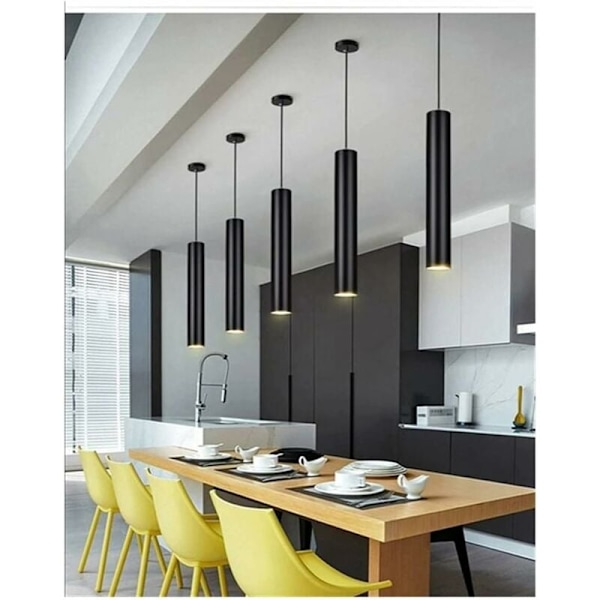 GU10 Dia 5,5CM x L 30CM Sølv Ring Moderne Sylindrisk Rør LED Takspotlight Pendellampe for Bar Disk Dekorasjon Lampe KLB