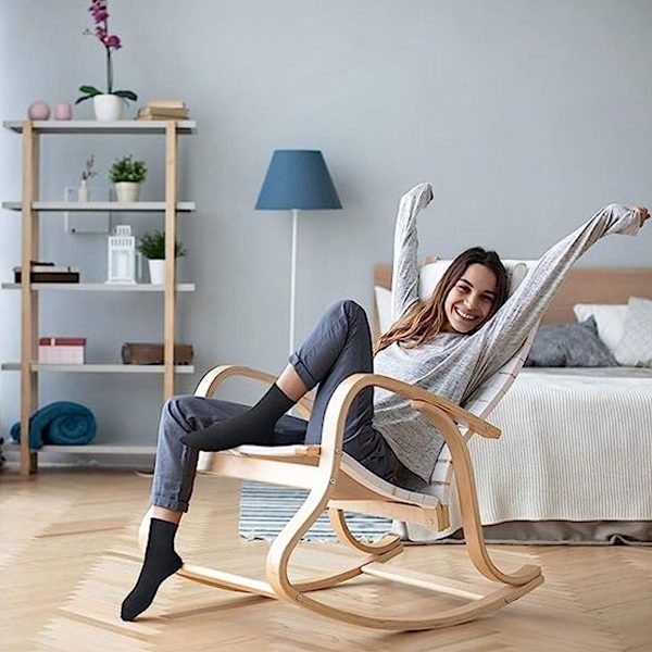 Kvinnors tunna bomullssockor, mjuka bootie-sockor damtopp svart KLB