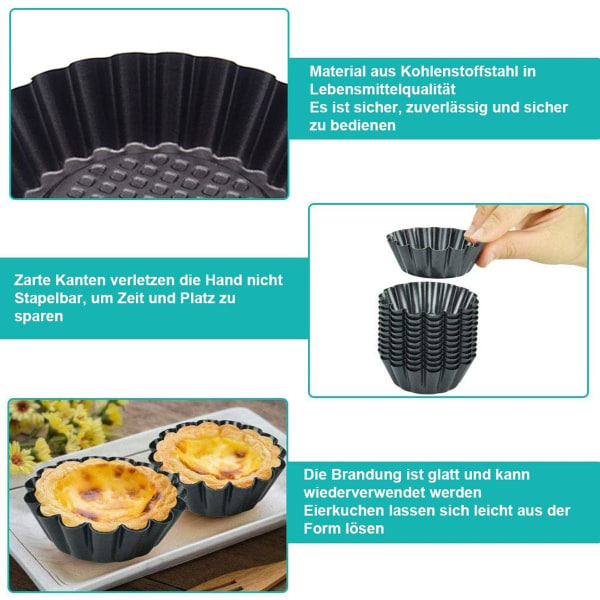 Klassiske minitarteletter 6 stk, tarteform 10 cm, liten terteform,