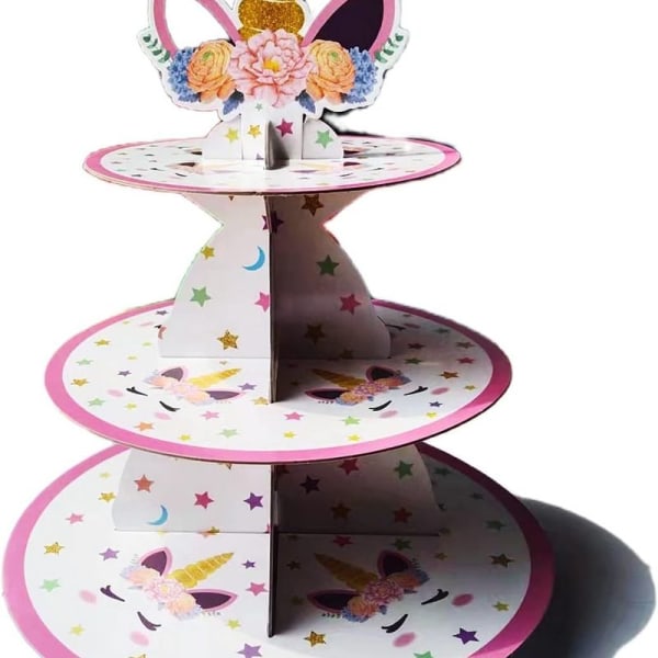 Kake display hylle, enhjørning cupcake display hylle, 3-lags kake display