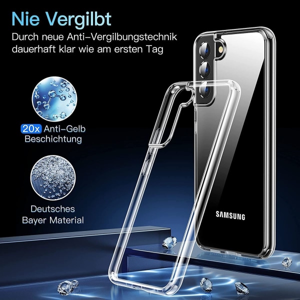 Kristallinkirkas Samsung Galaxy S22 -kotelo, [Aito ei-kellastuva]