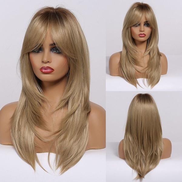 Long straight hair real hair wig for everyday party wear