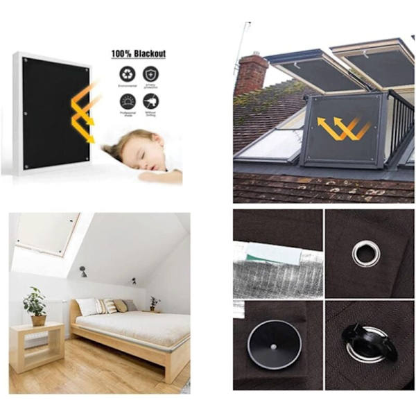 Mörkläggningsgardiner med termiskt isolerade sugkoppar för solstråle reflektor takfönster Velux sugkopp 60x115Cm Brun KLB