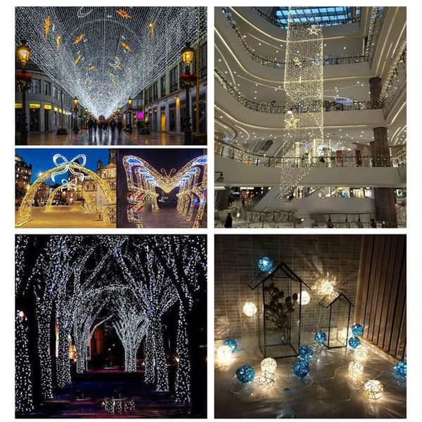 Julelys 10m 100 LED, fjernkontroll 8 moduser, innendørs blå KLB