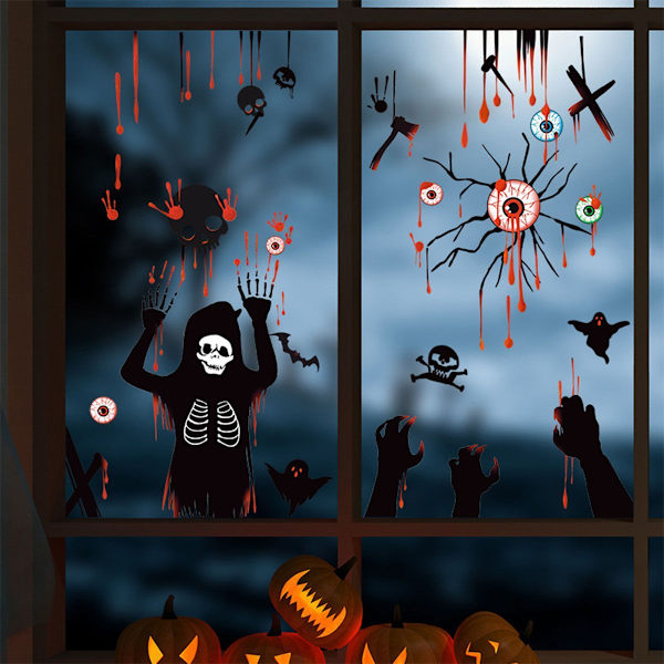 Setit Halloween Kauhu Luuranko Aave Olohuone Koti Ikkuna Lasikoriste Wa KLB
