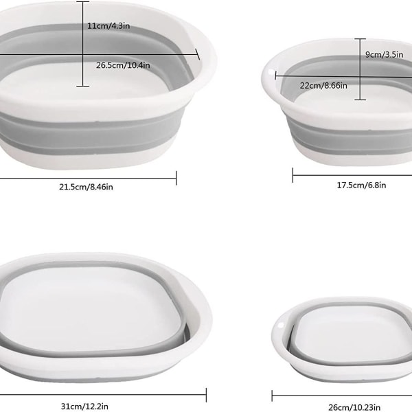 Hopfällbar skål, hopfällbar balja, hopfällbar rund silikonsink, m