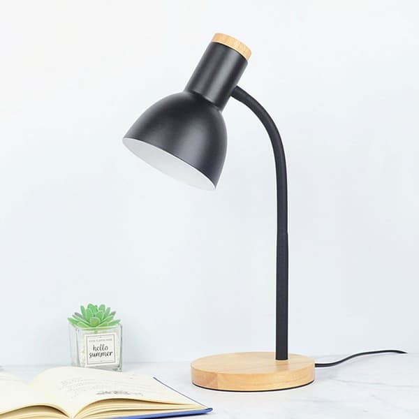 Stabil LED-bordlampe med solid trebase og fleksibel slange KLB