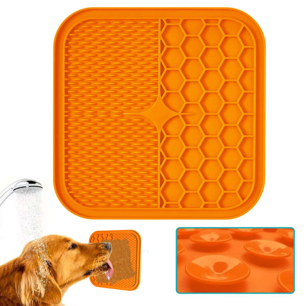 Dog lick pad, dog lick pad, dog lick pad sugkopp, med spade, används för långsam matning av hundar, används för att träna och bada hundar.(Orange)