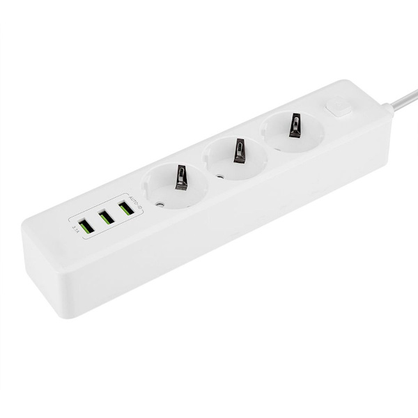 Smart USB-stikkontakt med EU-stik, 3 porte og 3 stik KLB