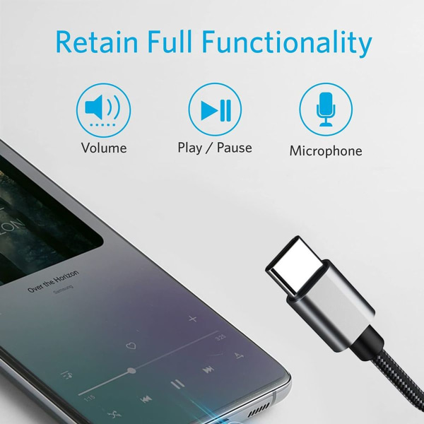 USB C to 3.5mm Audio Adapter Male to Female Cable for More Black