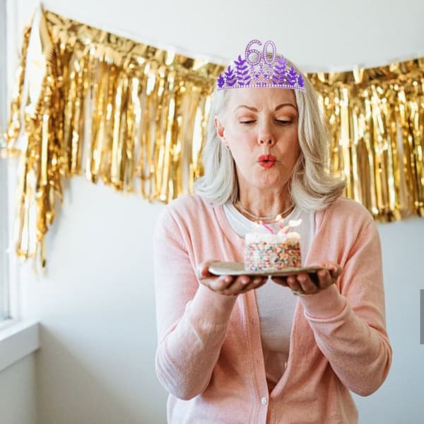 Dame lilla 60-årsdag pannebånd med sash og krone