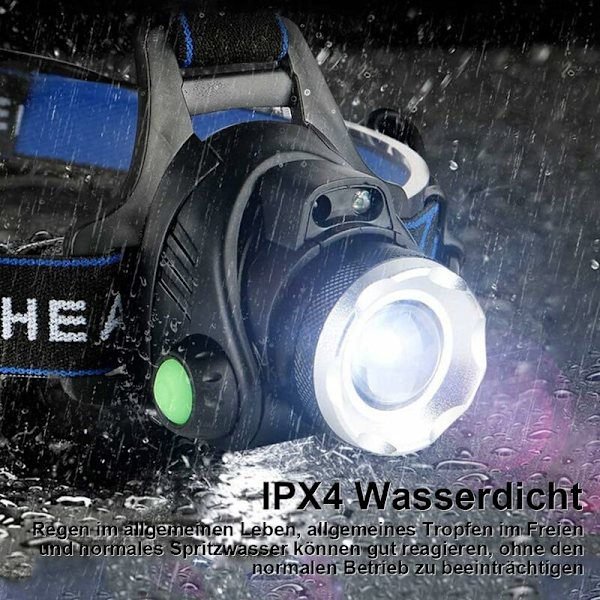 LED-pannlampa, USB-uppladdningsbar kraftfull LED-strålkastare 3 belysningslägen, zoombar, justerbar, lätt för löpning, promenader, camping KLB