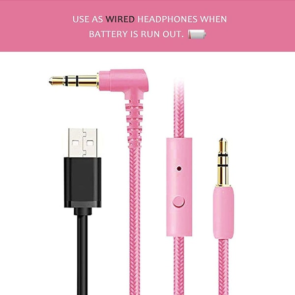 Bluetooth-hörlurar Kattöron LED Trådlös Hopvikbar Rosa