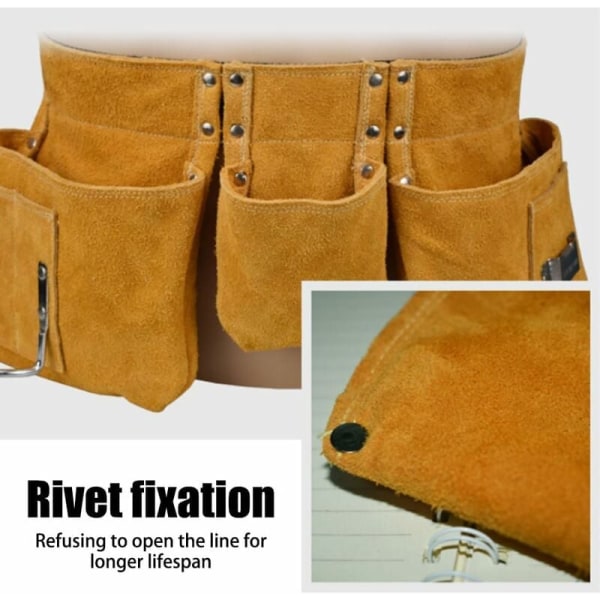 Utility Tool Belt Pouch - Havearbejde Tote Bag - Tool Belt Bag med Hammer Clip og Tape Measure Holder - til Elektriker, VVS'er, Tømrer KLB