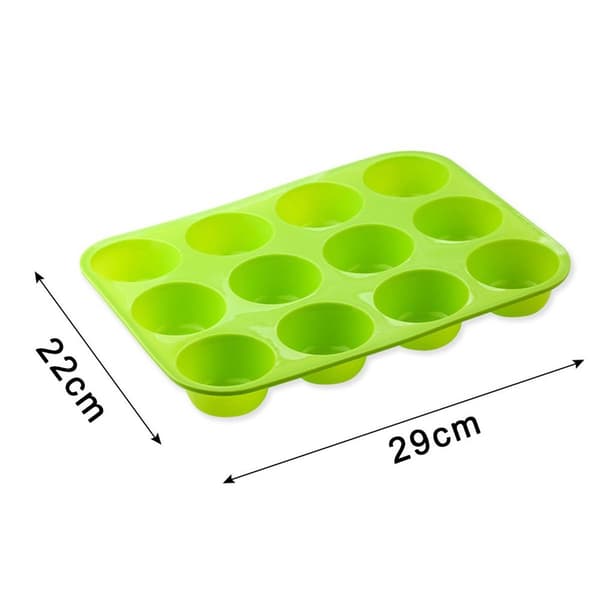 Silikon Muffinform Non-Stick 12 Koppar Muffinform Jumbo Grön KLB