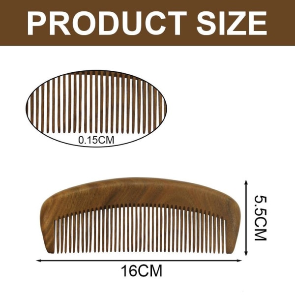 Wooden Comb - Natural Wood Detangler for vått eller tørt hår -