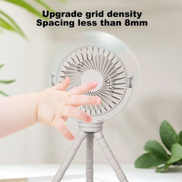Bærbar blæksprutteventilator til klapvogn, lavet af ABS, PP og hvid