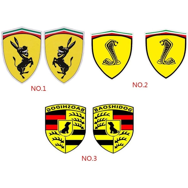1 par Roliga Åsna Orm Hund Mönster 4,5 * 5 cm Reflekterande Bilsticker Dekal Kompatibel för Ferrari-