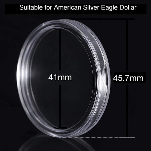 Förvaringsbehållare för silvermynt 40 mm för myntsamlare, 60-pack