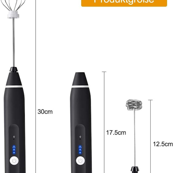Elektrisk melkeskummer med dobbel visp, USB-oppladbar KLB