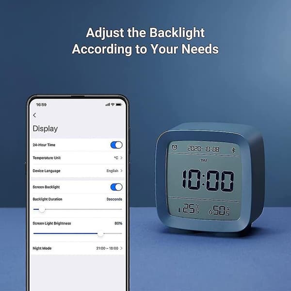 Qingping Bluetooth-vækkeur: Digitalt smart gave med app-styring