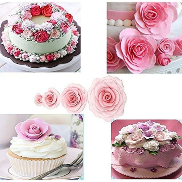 Pakke med 9 Rose Carnation Peony 3D Petal Cake Cutter Blomsterfondant