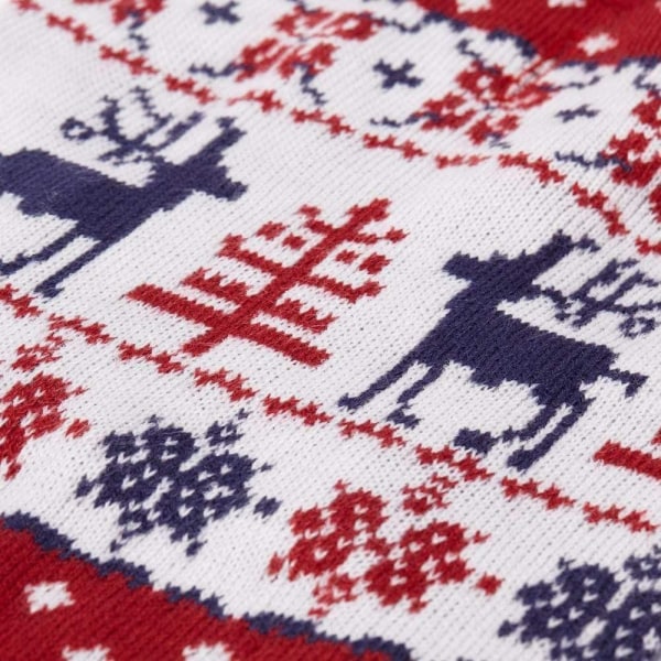 Festlig Nytårs Ren Jule Retro Vintage Sweater til Hunde i Tango Rød & Navy Blå, Pakke med 1 Hunde Tøj (S)