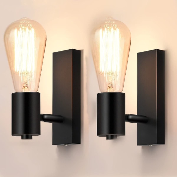 2-pack industriella vägglampor för inomhusbruk, retrodesign, väggspotlight