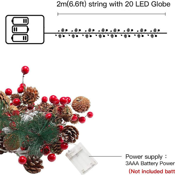 Fairy Lights Garland, Furukegler, 6,8 ft KLB