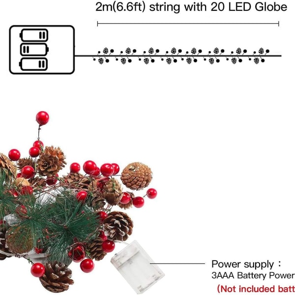 Fairy Lights Garland, Pine Cones, 6.8 ft KLB