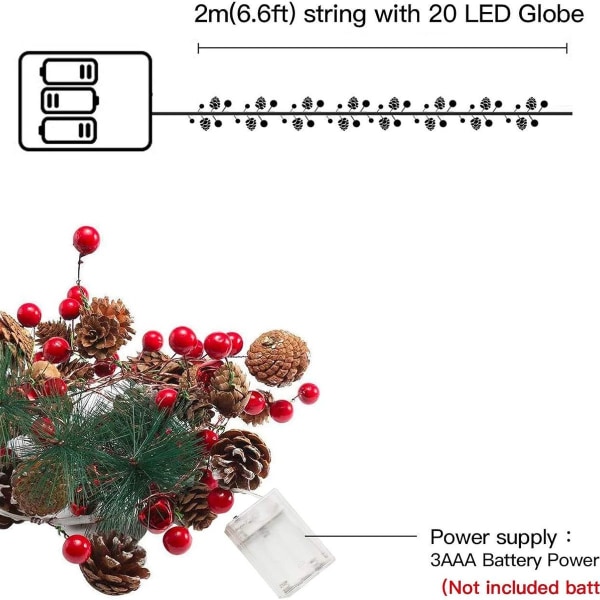 Fairy Lights Garland, Pine Cones, 6.8 ft KLB