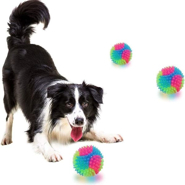 4 stk blinkende elastiske baller, gløder i mørket, 4 stk stikkballer KLB