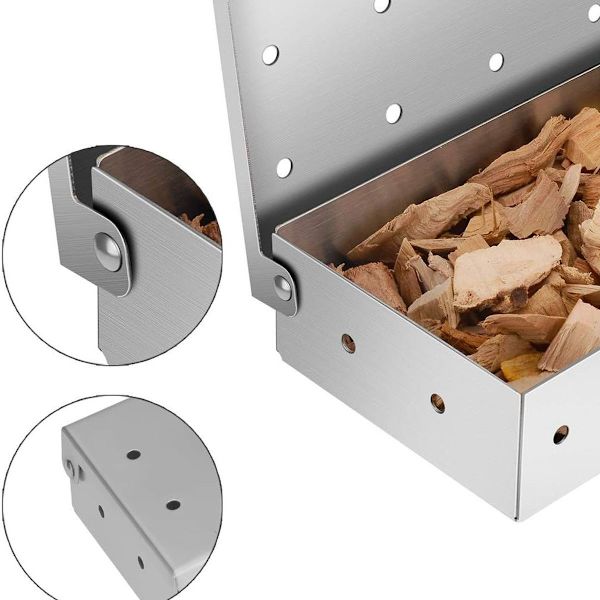 Premium Grill Smoker Box för Träflis, Heavy Duty BBQ Stove Smoker Box, Tjock