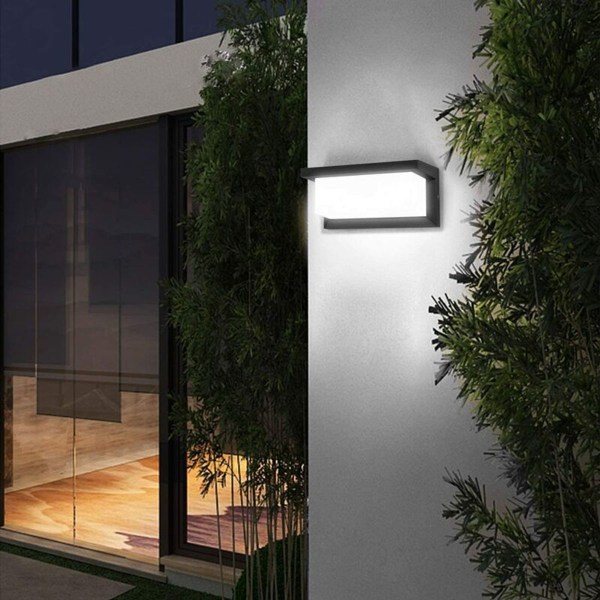 Modern utomhusvägglampa LED 12W Vattentät IP65 Antracit Aluminium Belysning Dek